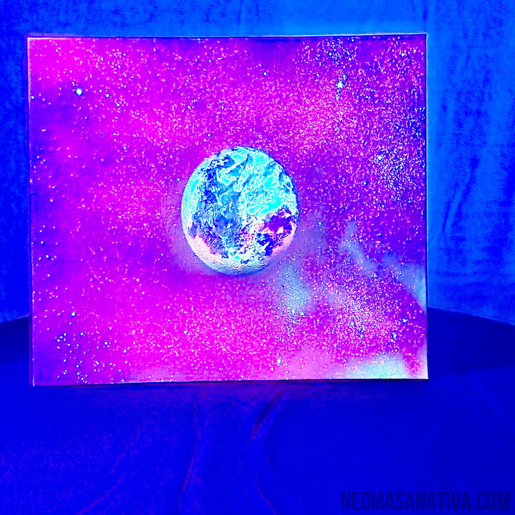 Cosmic Expanse Exo Galaxy Spray Paint Blacklight Reactive on 16"x20" Stretched Canvas