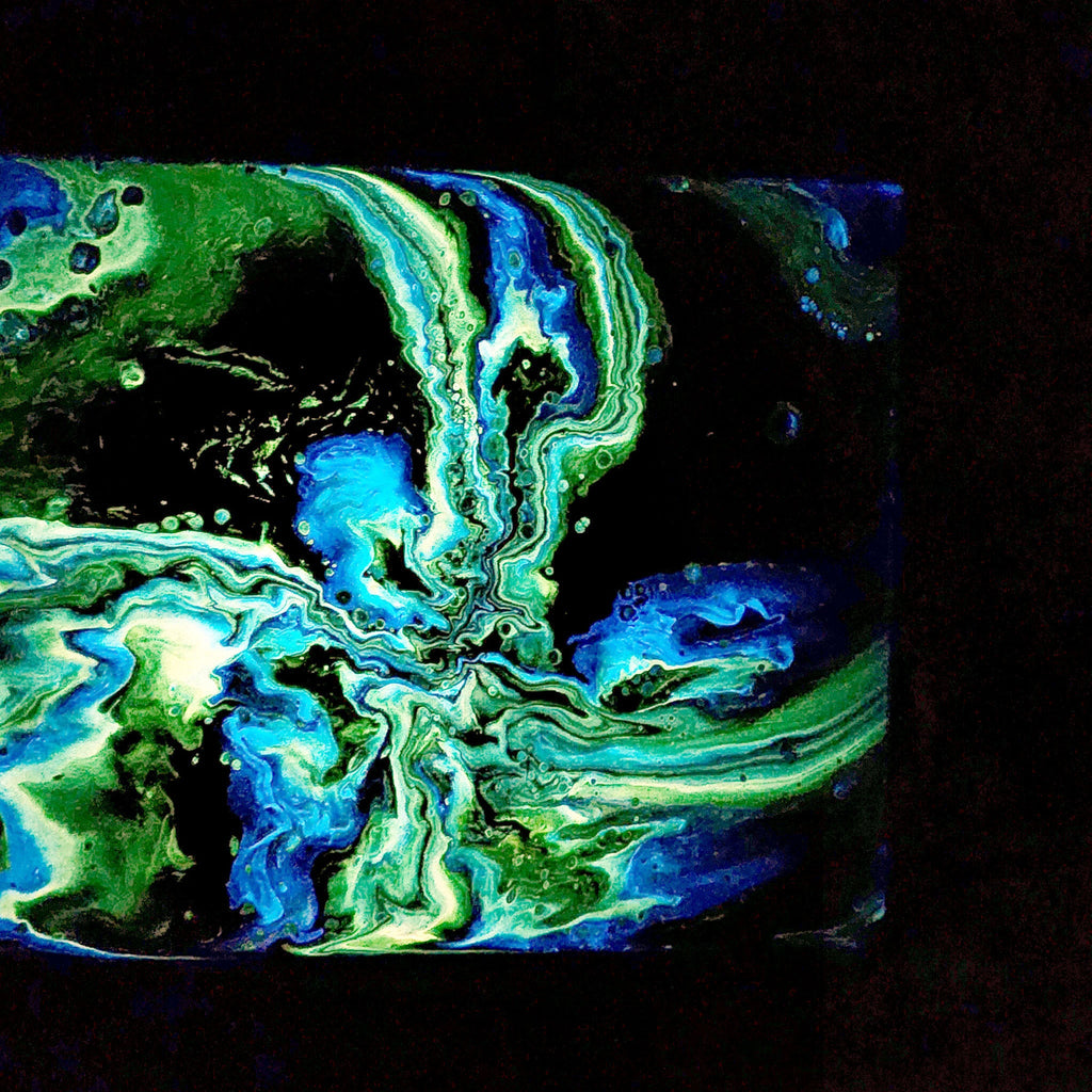 Radiant Glow Galaxy Acrylic Pour Art 8"x10" Stretched Canvas Black Light Reactive And Glow In The Dark
