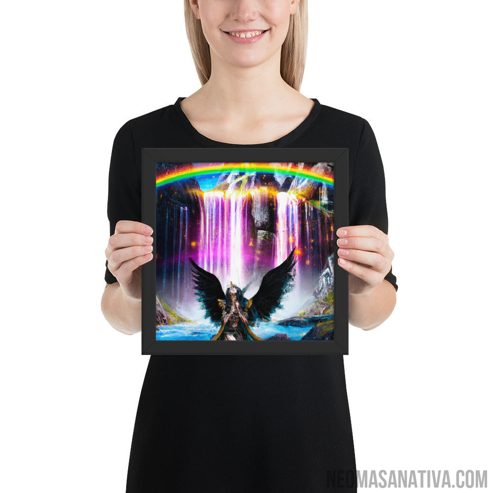 Mystic Goddess Of The Rainbow Waterfall Framed Photo Paper Poster