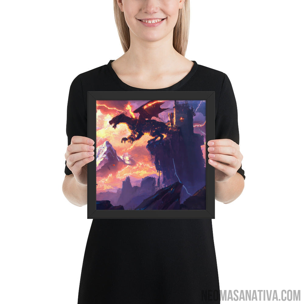 Lightning Dragon Castle Framed Photo Paper Poster