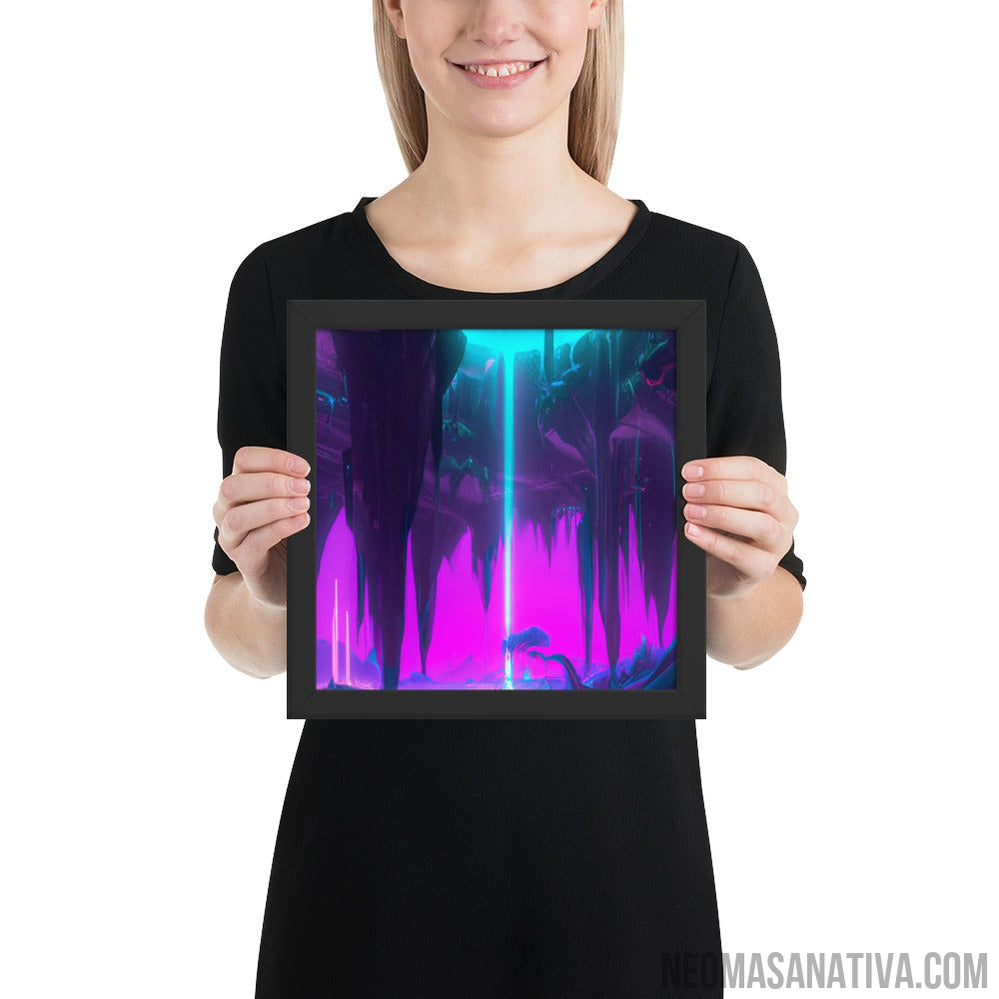 Mystic Neon Cave Falls Framed Photo Paper Poster