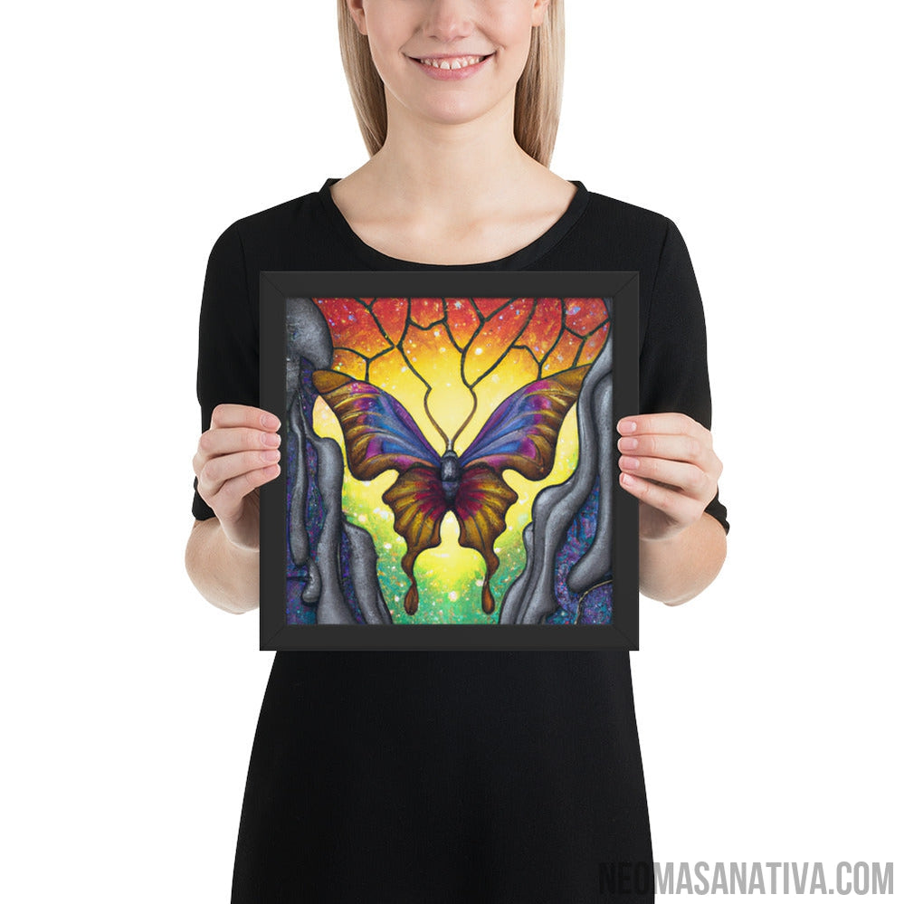 Butterfly In The Sunset Framed Photo Paper Poster