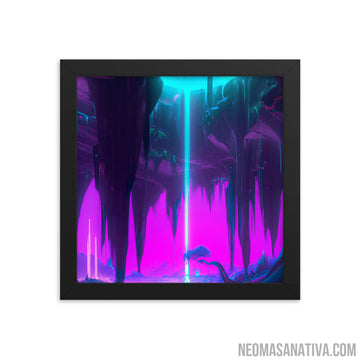Mystic Neon Cave Falls Framed Photo Paper Poster