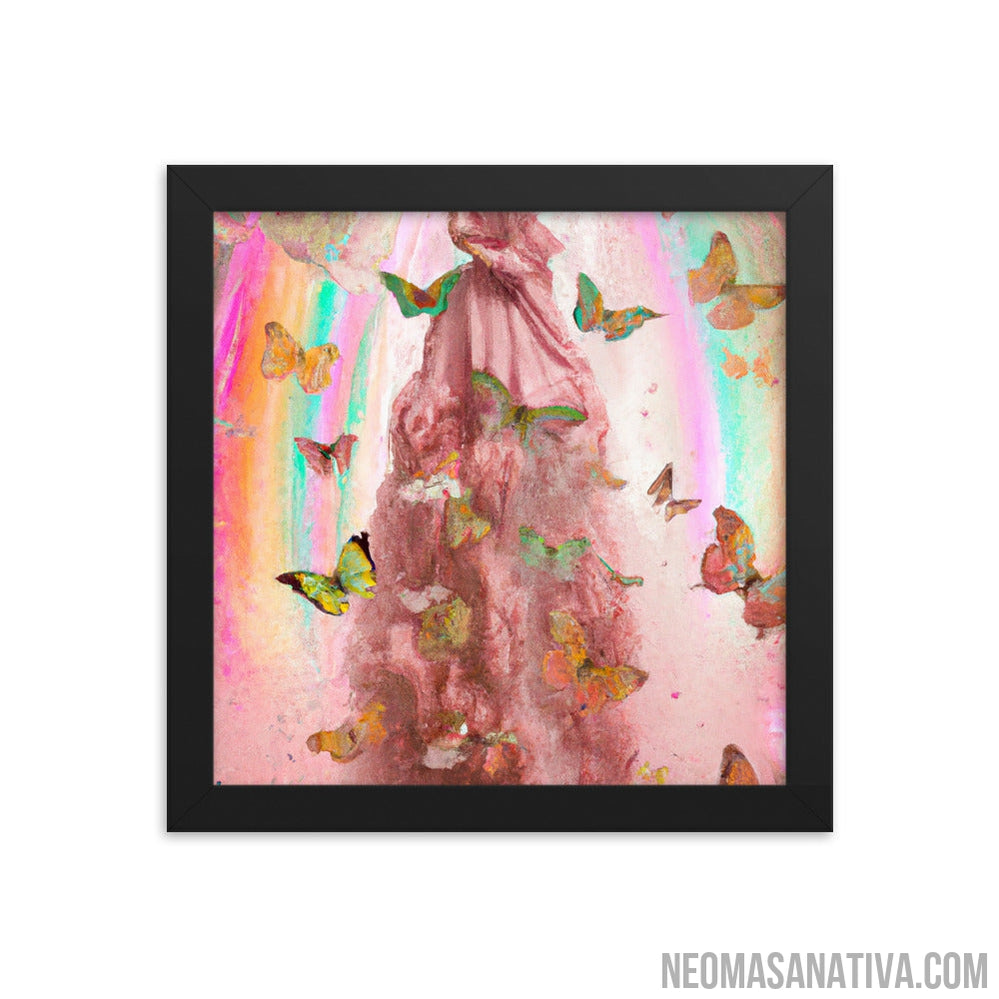 Pink Dress Butterfly Paradise Framed Photo Paper Poster