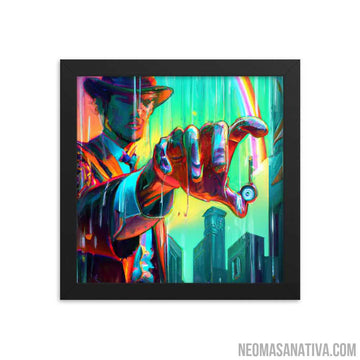 Reaching Out in a Cyberpunk World Framed Photo Paper Poster