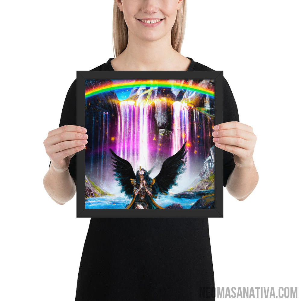 Mystic Goddess Of The Rainbow Waterfall Framed Photo Paper Poster