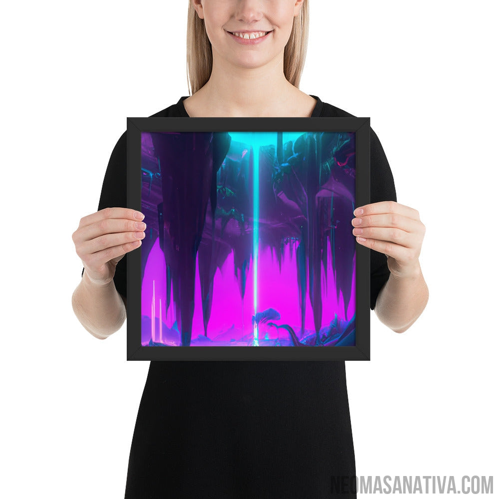 Mystic Neon Cave Falls Framed Photo Paper Poster