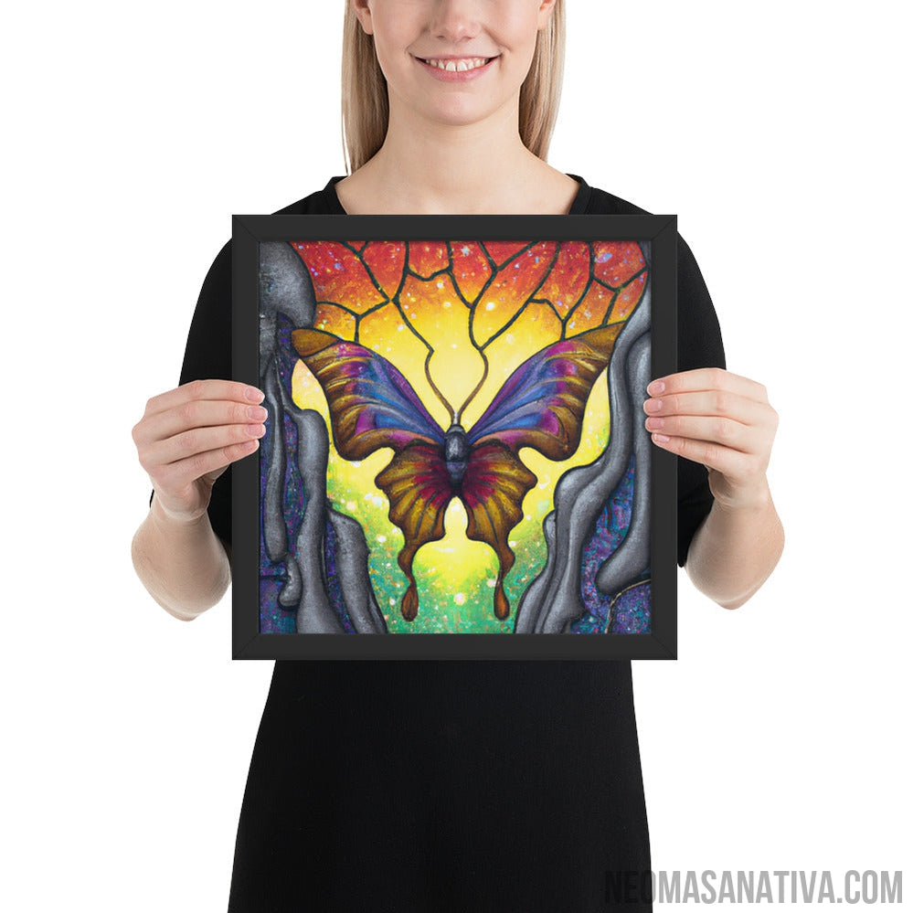 Butterfly In The Sunset Framed Photo Paper Poster