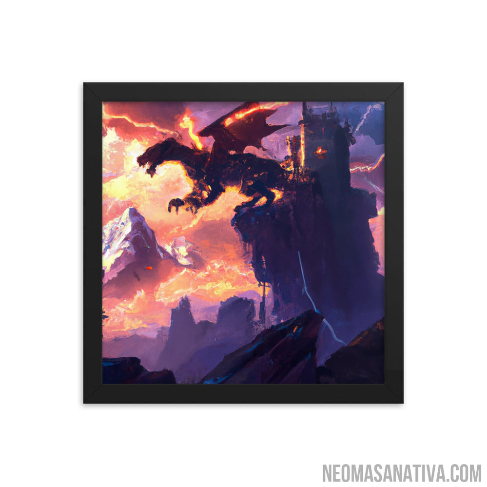 Lightning Dragon Castle Framed Photo Paper Poster