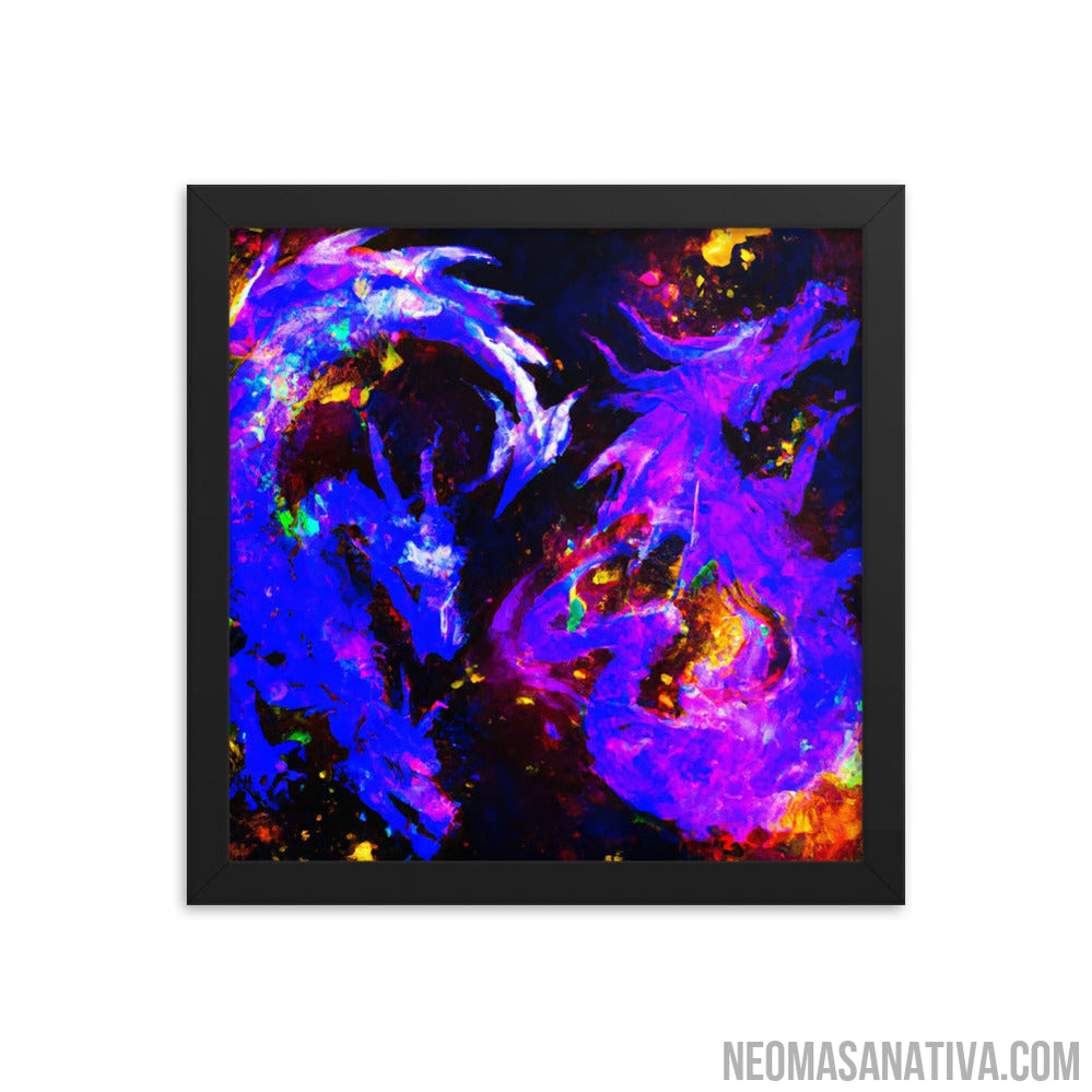 Neon Twilight Dragons Framed Photo Paper Poster