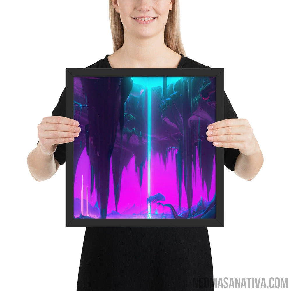 Mystic Neon Cave Falls Framed Photo Paper Poster