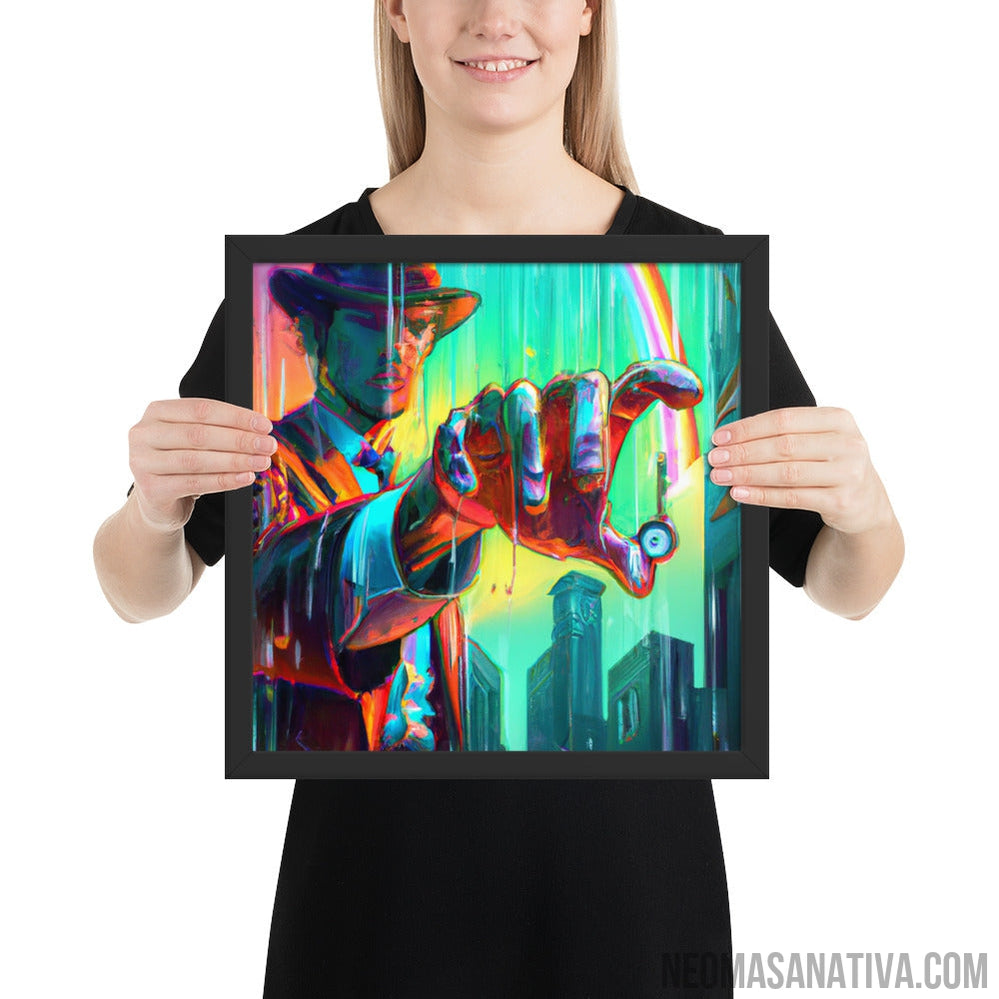 Reaching Out in a Cyberpunk World Framed Photo Paper Poster