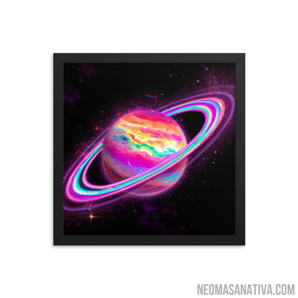 Multicolored Neon Planet Framed Photo Paper Poster