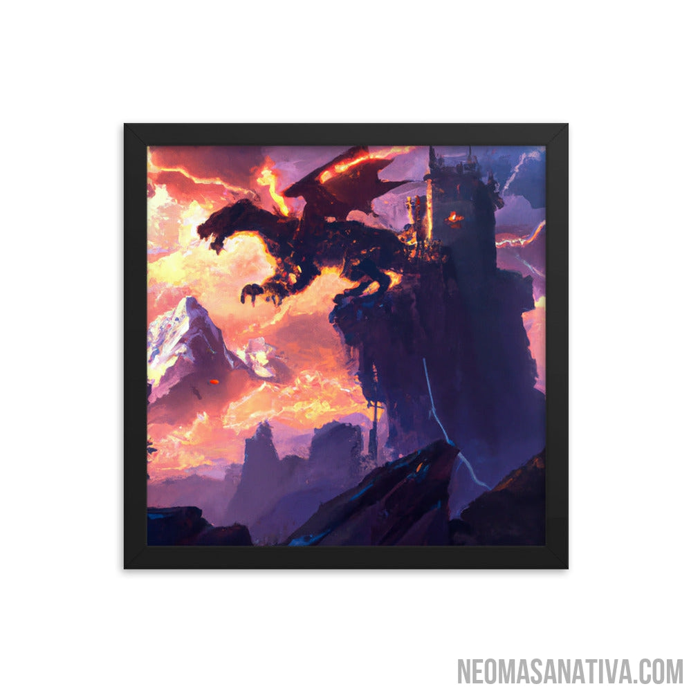 Lightning Dragon Castle Framed Photo Paper Poster