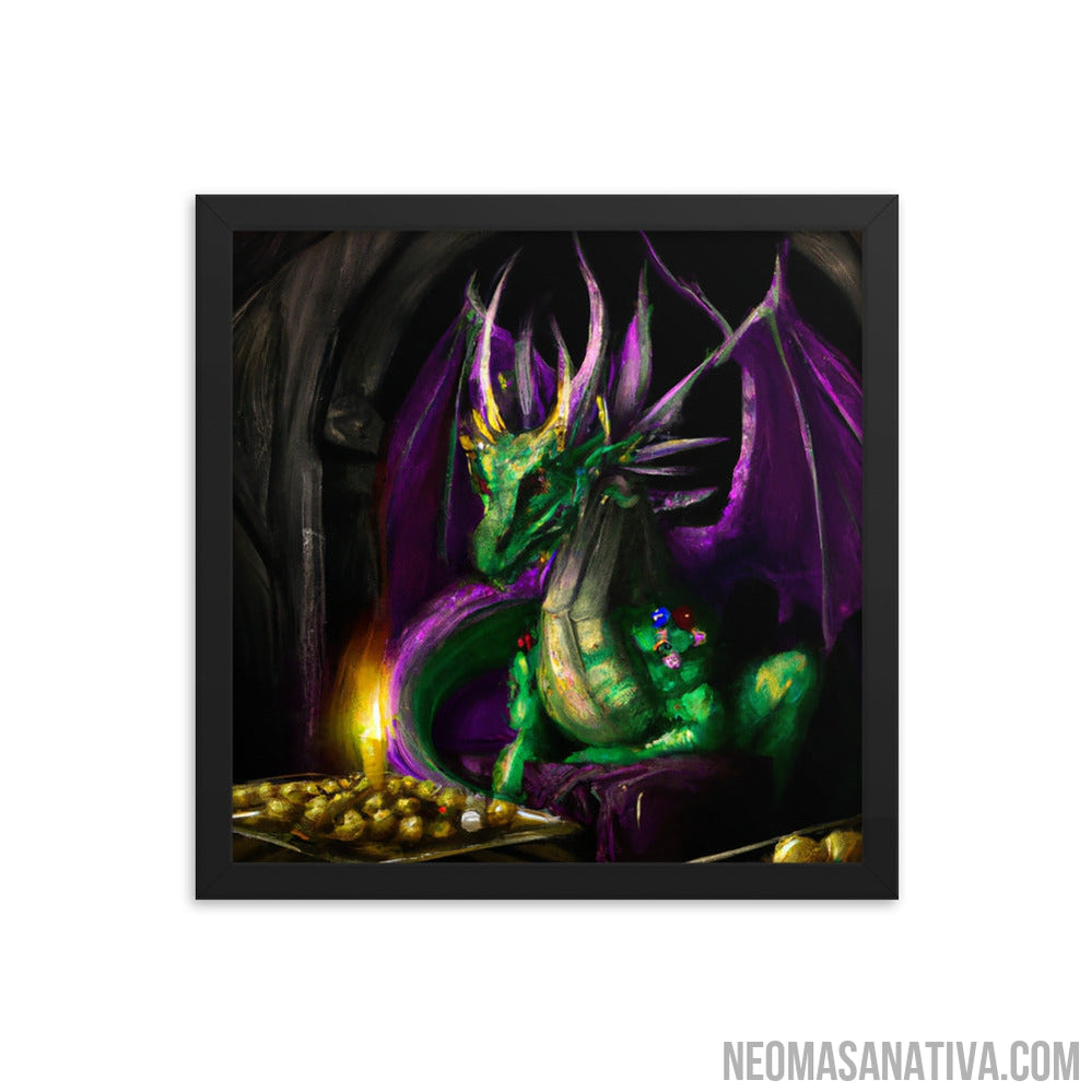 Adult Green Dragon's Treasure Lair Framed Photo Paper Poster