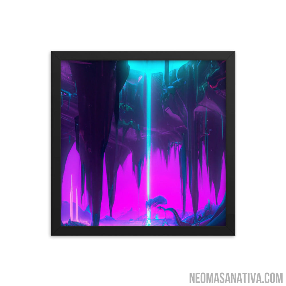 Mystic Neon Cave Falls Framed Photo Paper Poster