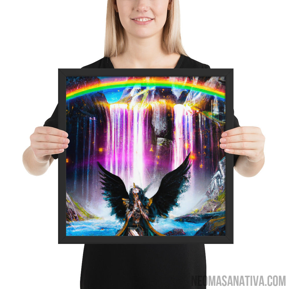 Mystic Goddess Of The Rainbow Waterfall Framed Photo Paper Poster