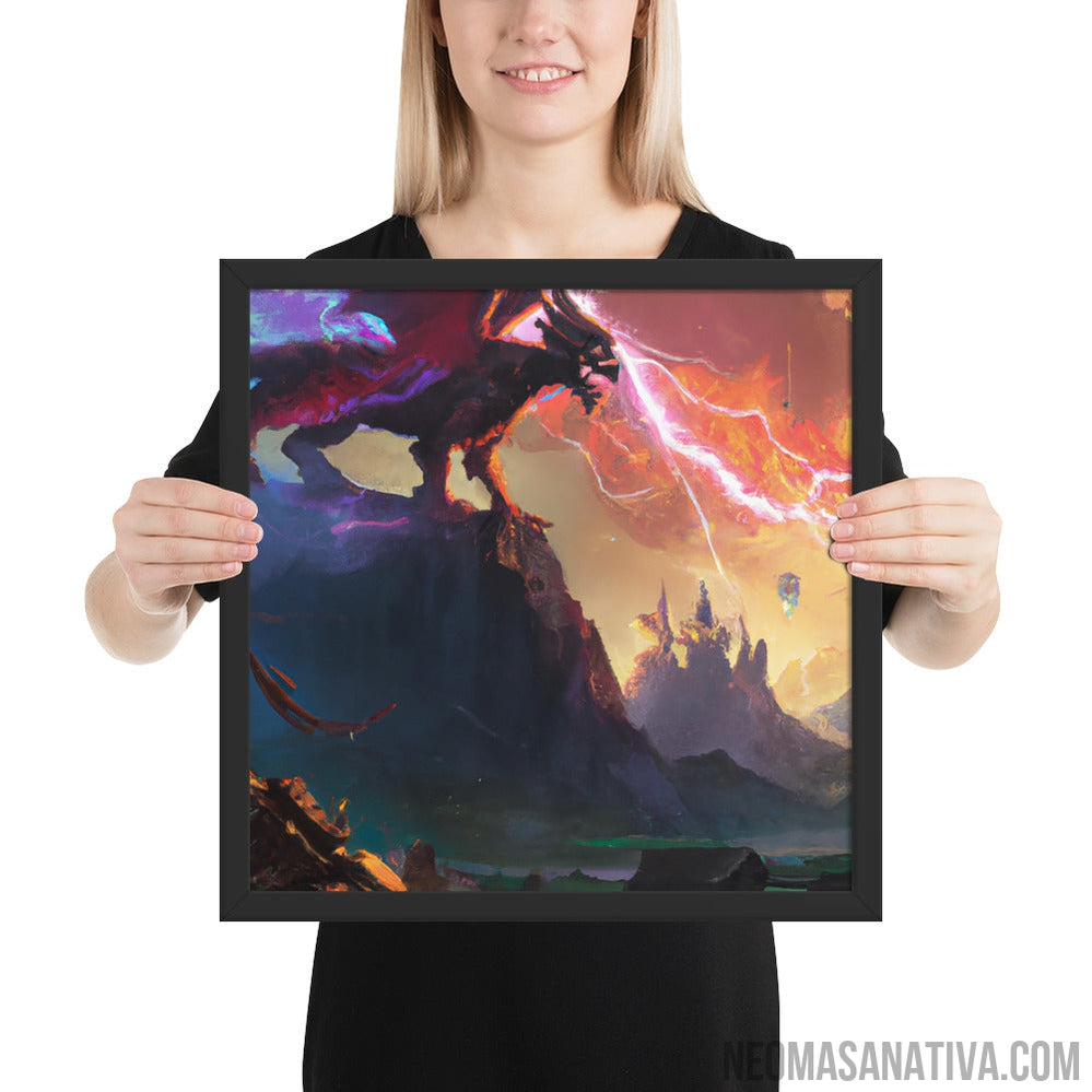 The Red Dragon Of Elemental Power Framed Photo Paper Poster