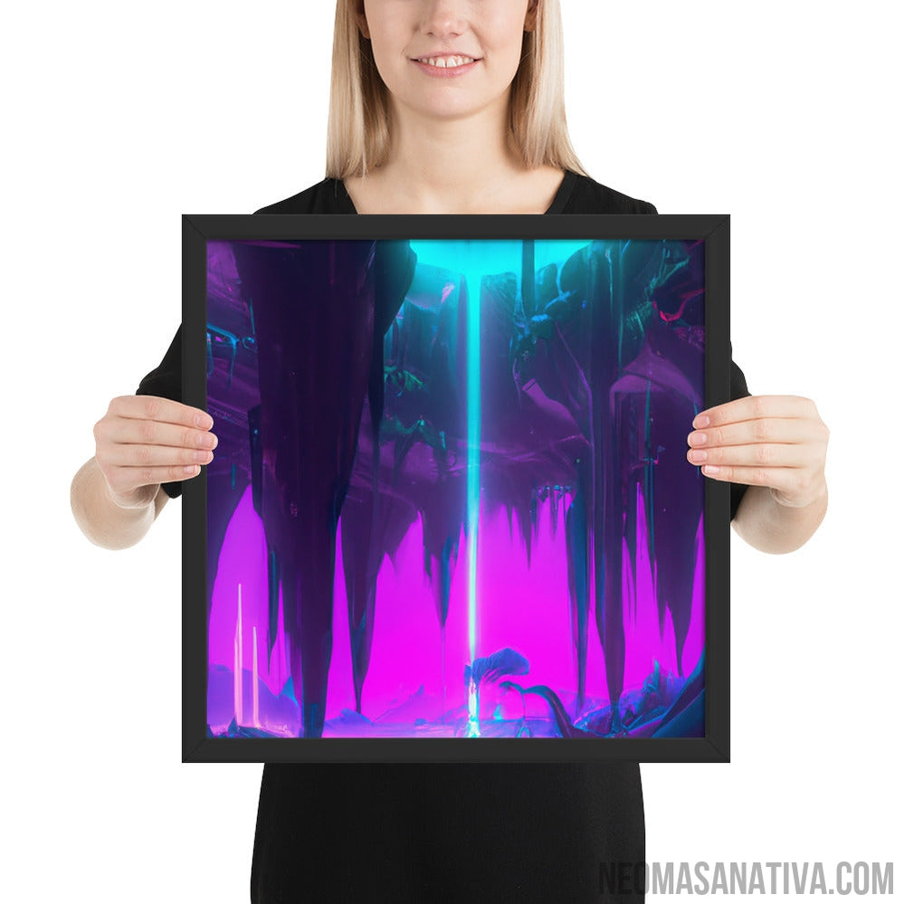 Mystic Neon Cave Falls Framed Photo Paper Poster