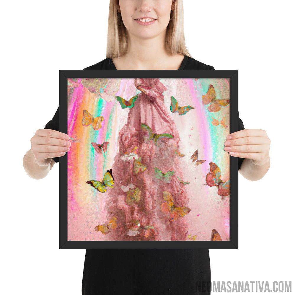 Pink Dress Butterfly Paradise Framed Photo Paper Poster