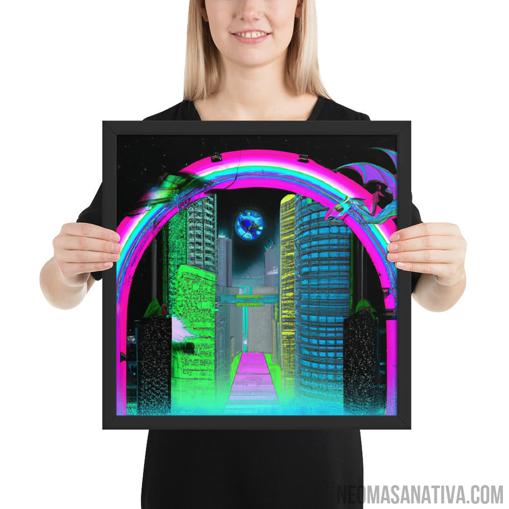 Mythical Neon Nights Framed Photo Paper Poster