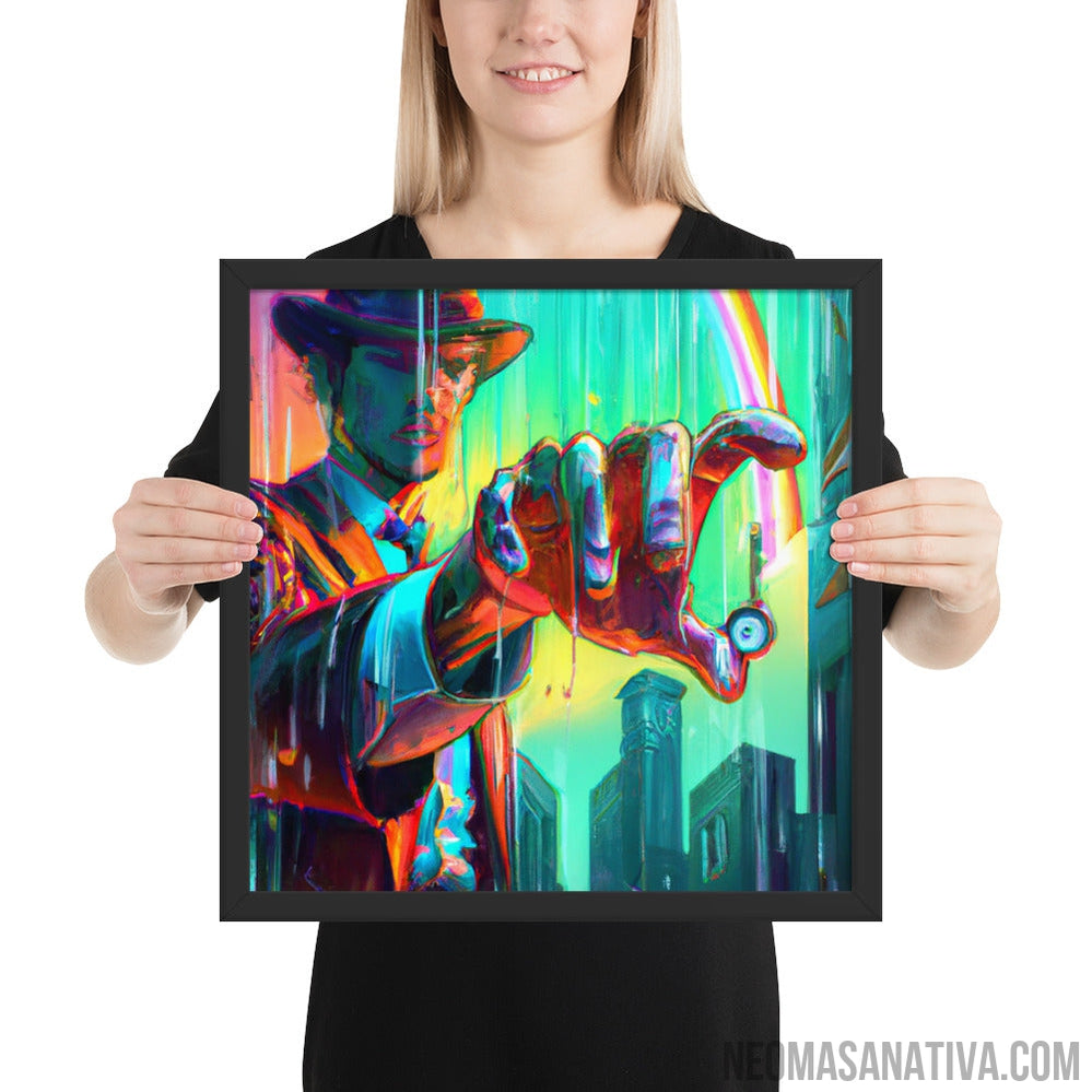 Reaching Out in a Cyberpunk World Framed Photo Paper Poster