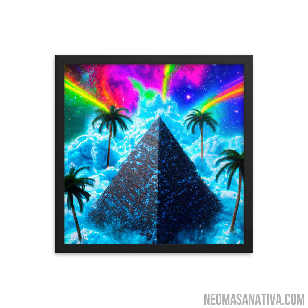 Tropical Pyramid Floating In The Neon Rainbow Sky Framed Photo Paper Poster