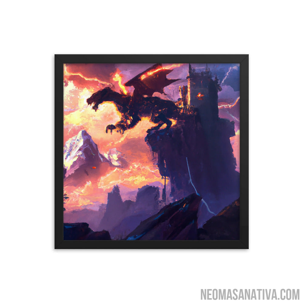 Lightning Dragon Castle Framed Photo Paper Poster