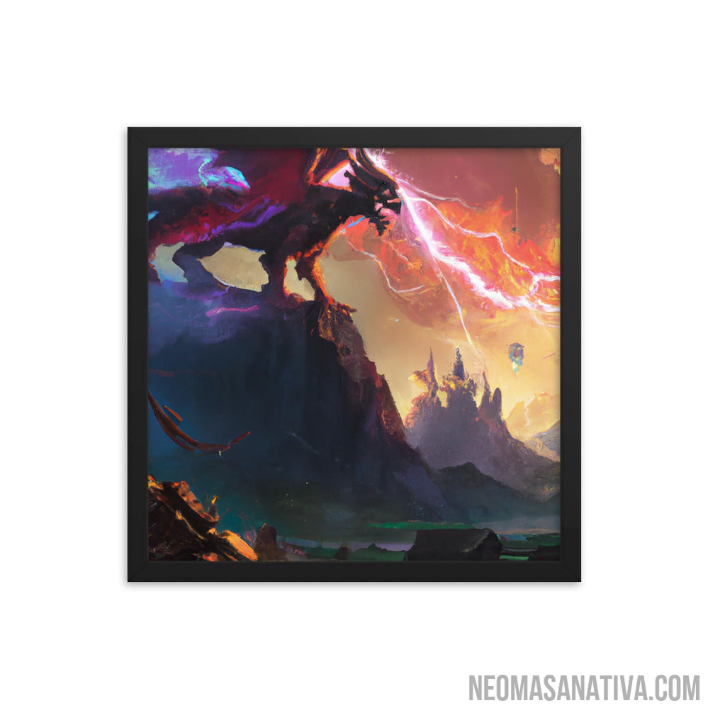 The Red Dragon Of Elemental Power Framed Photo Paper Poster