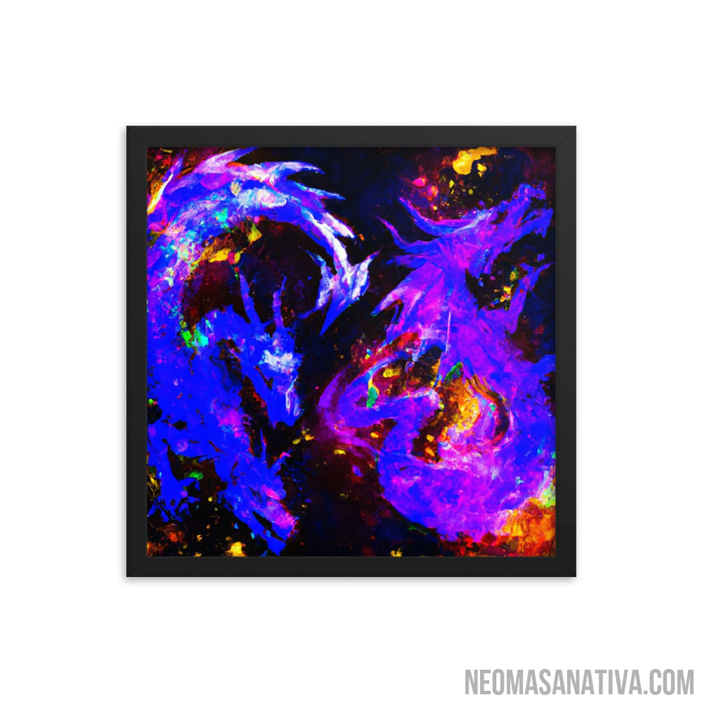 Neon Twilight Dragons Framed Photo Paper Poster