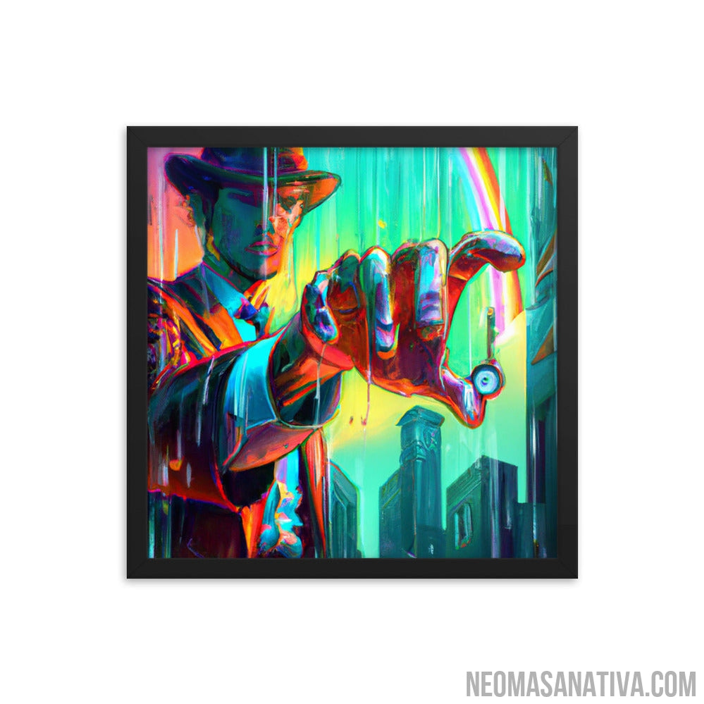Reaching Out in a Cyberpunk World Framed Photo Paper Poster