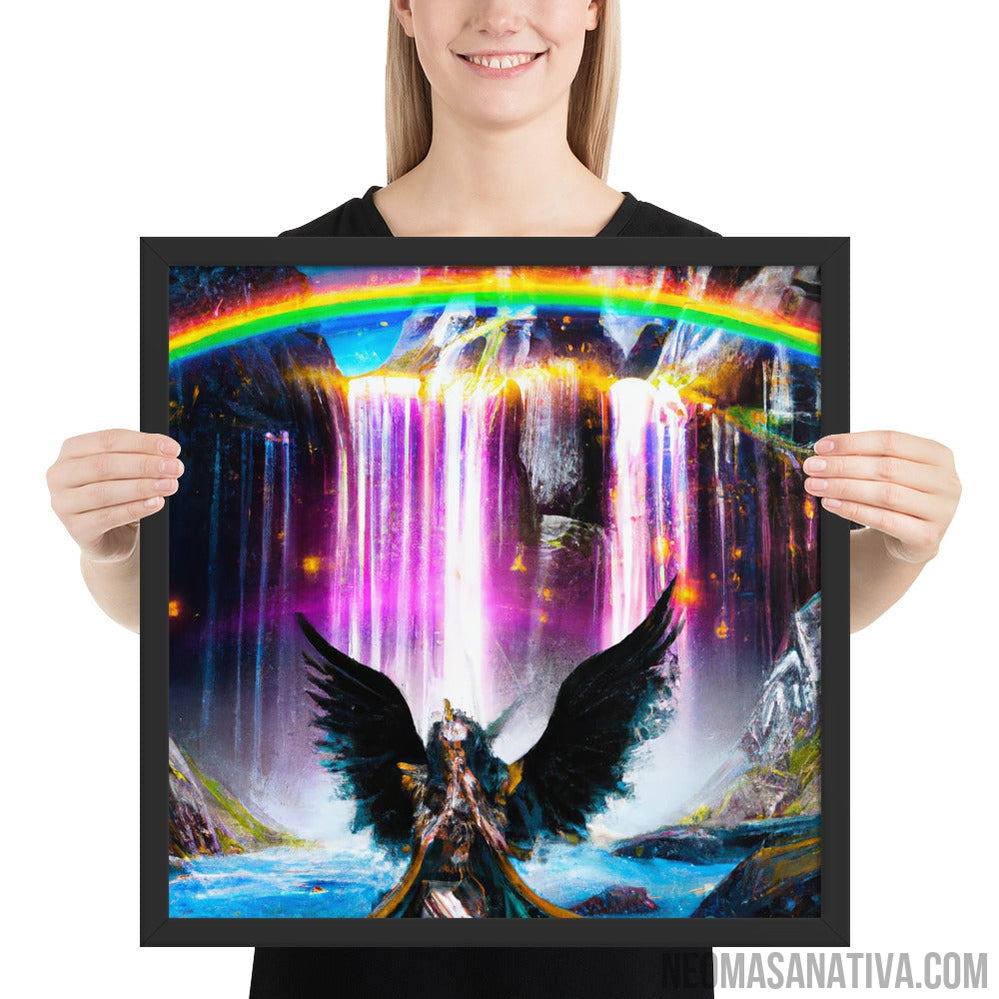 Mystic Goddess Of The Rainbow Waterfall Framed Photo Paper Poster