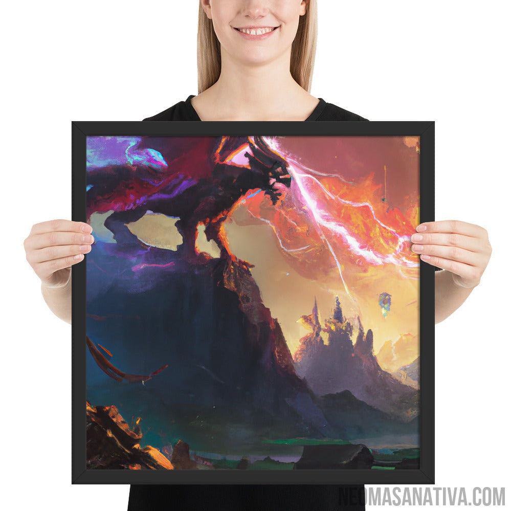 The Red Dragon Of Elemental Power Framed Photo Paper Poster