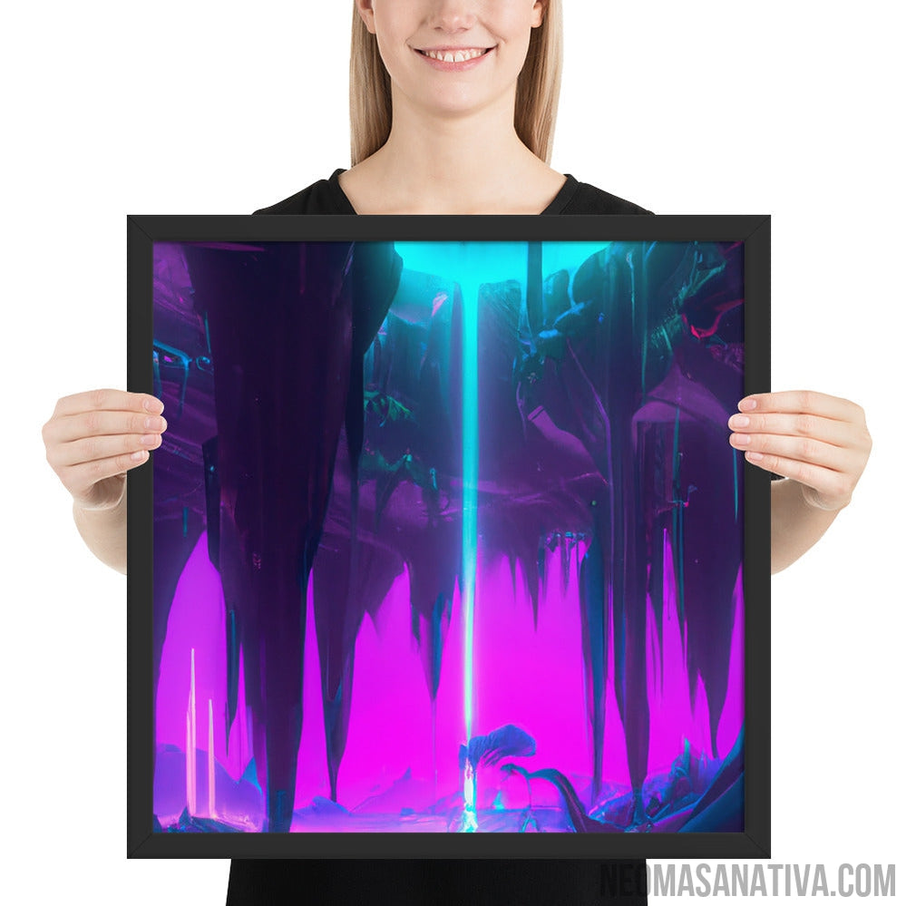 Mystic Neon Cave Falls Framed Photo Paper Poster