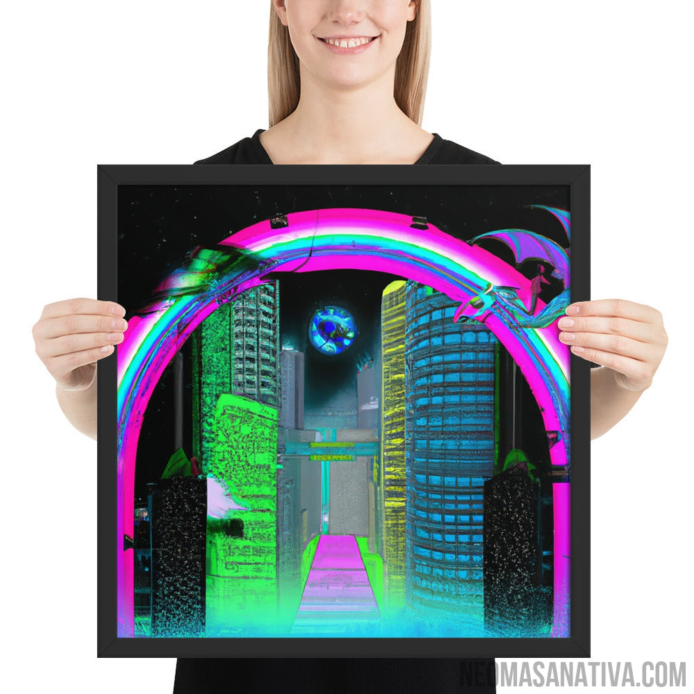 Mythical Neon Nights Framed Photo Paper Poster