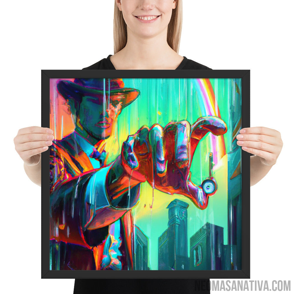 Reaching Out in a Cyberpunk World Framed Photo Paper Poster