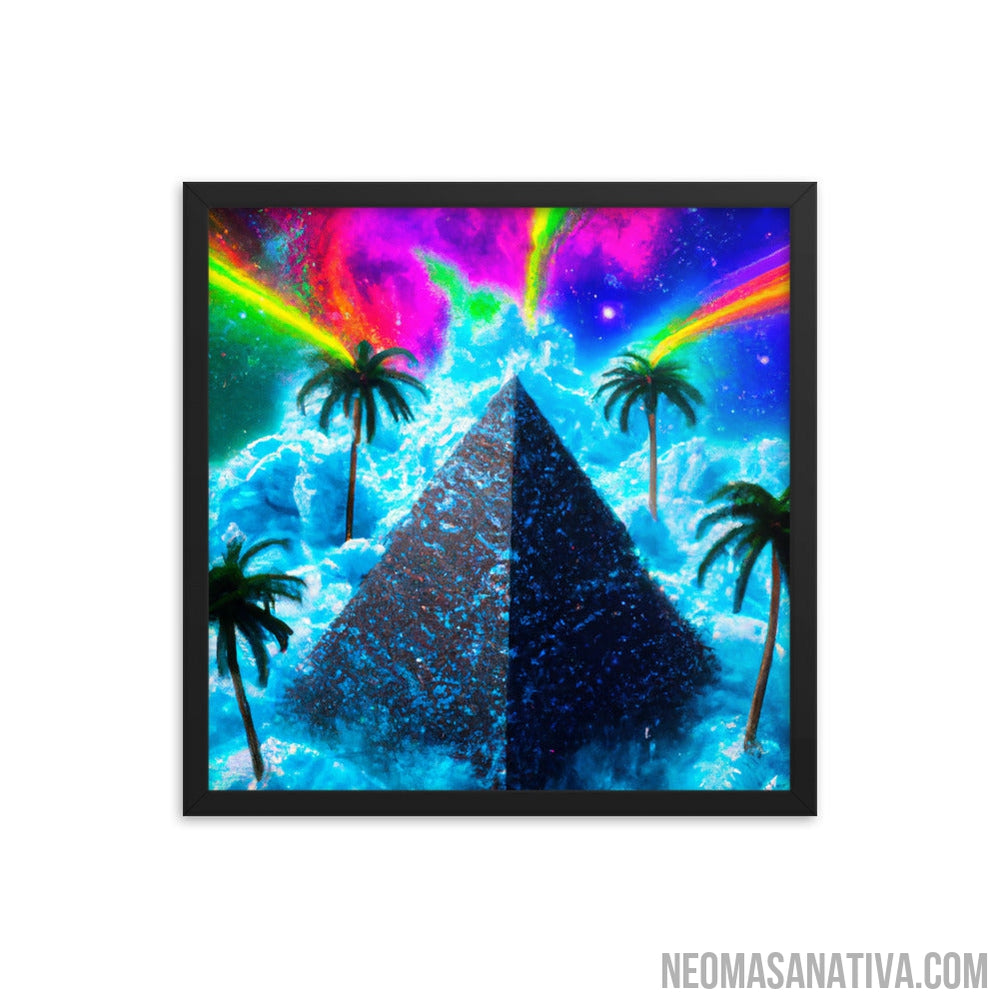 Tropical Pyramid Floating In The Neon Rainbow Sky Framed Photo Paper Poster