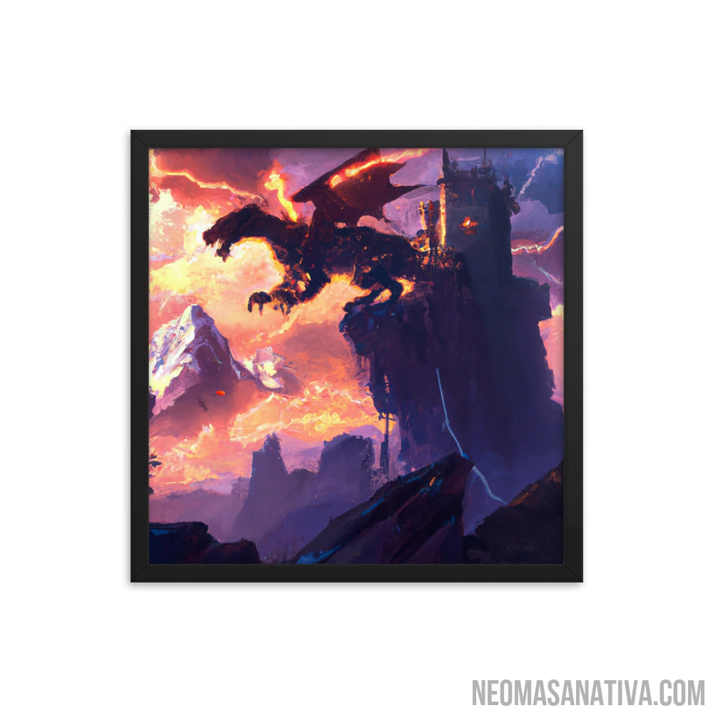 Lightning Dragon Castle Framed Photo Paper Poster