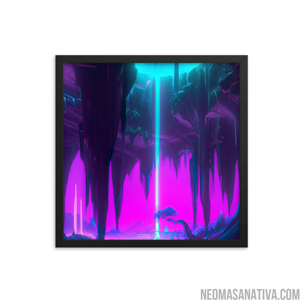 Mystic Neon Cave Falls Framed Photo Paper Poster