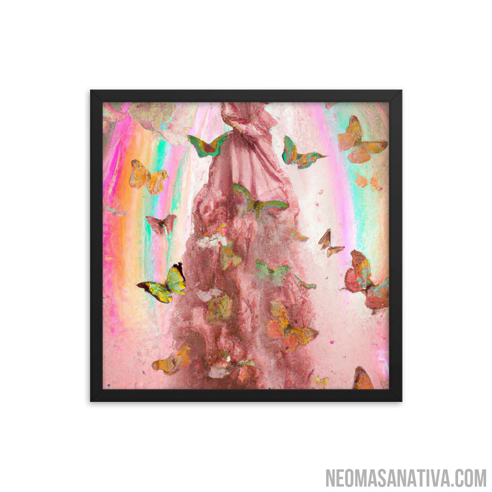 Pink Dress Butterfly Paradise Framed Photo Paper Poster